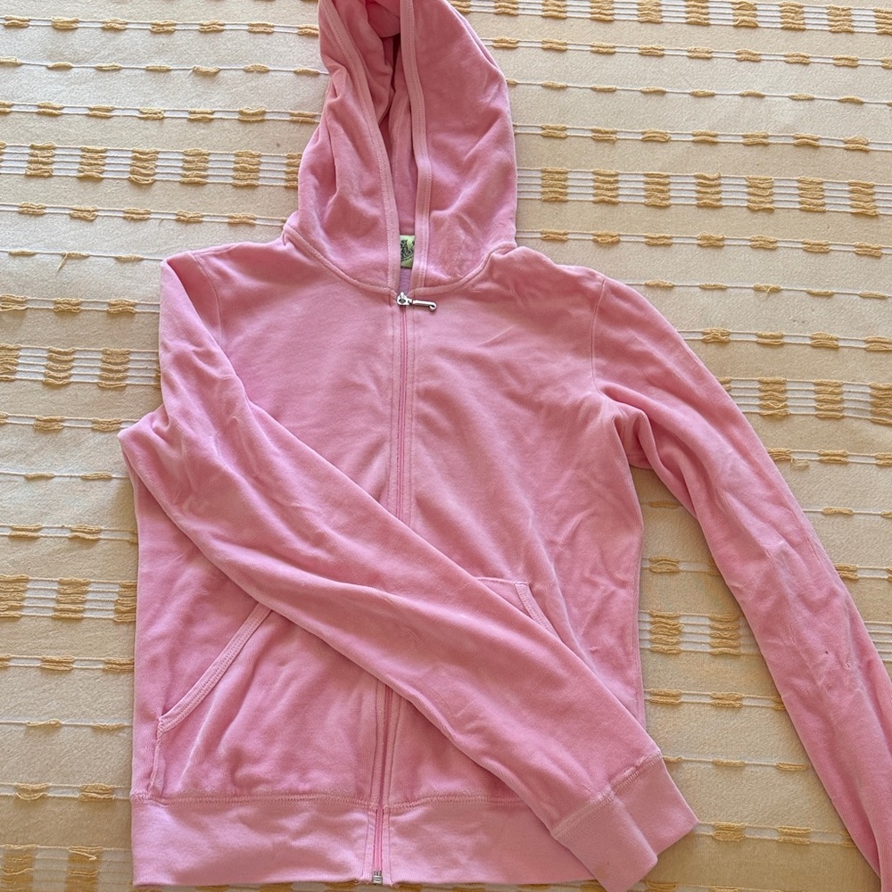 Juicy Couture pink velour zip up hoodie